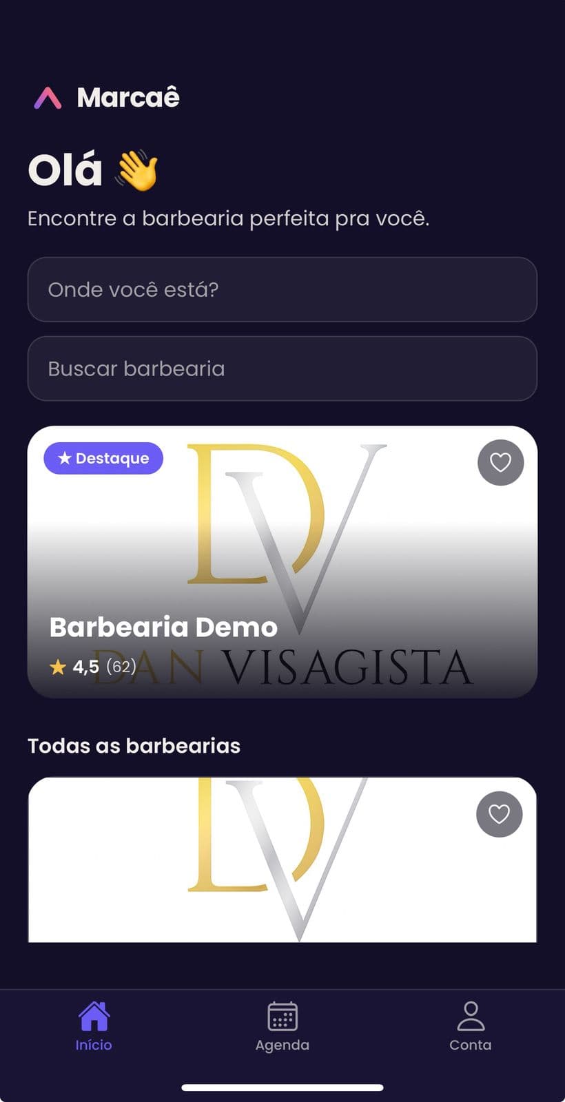 App Marcaê: busca de barbearias por localização